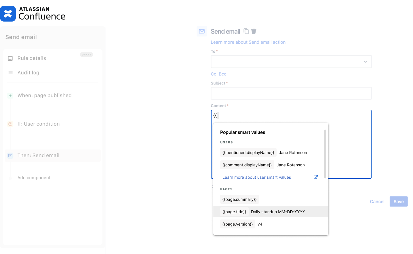 Smart value component design in the rule builder